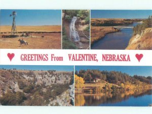 1980's FIVE VIEWS ONE POSTCARD Valentine Nebraska NE AE5939