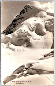 Jungfraujoch Rottalhorn Bernese Alps Mountain Snow Rock Real Photo RPPC Postcard