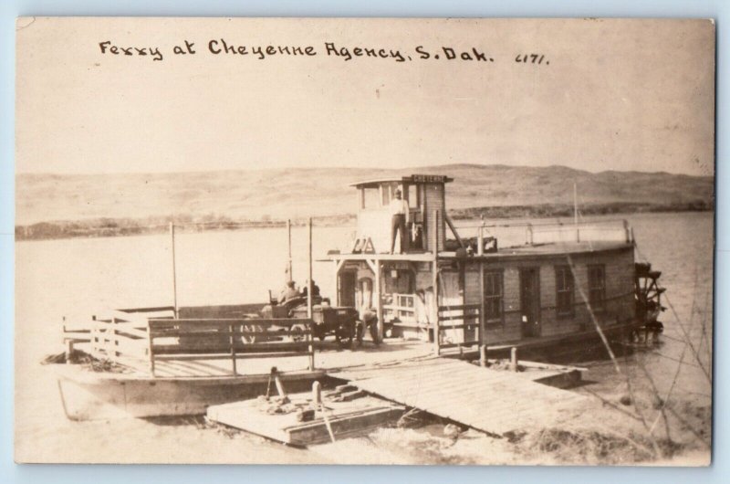 c1910's Ferry At Cheyenne Agency South Dakota SD RPPC Photo Postcard