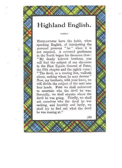 Tartan Border, Highlander's English, Language Joke,