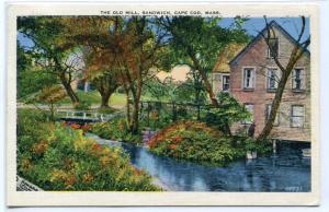 Old Mill Sandwich Cape Cod Massachusetts 1937 postcard