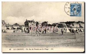 Old Postcard Le Crotoy A Tennis Game on the Beach