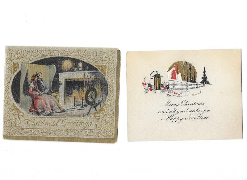 Two Vintage Christmas Cards 1930s  Merry Christmas