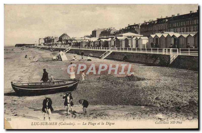 Old Postcard Luke on the beach and sea dyke