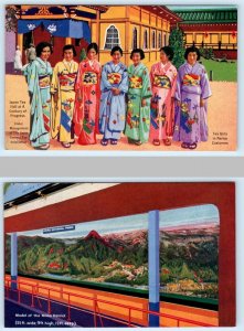 2 Postcard CHICAGO, IL~ Century of Progress TEA GIRLS of JAPAN & Nikko District