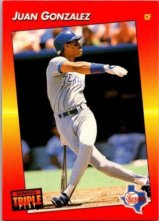 1992 Donruss Tripleplay Baseball Card Juan Gonzalez Atlanta Braves sk6143