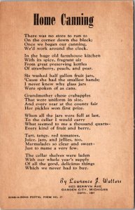 Humour Poem Home Canning By Lawrence J Watters