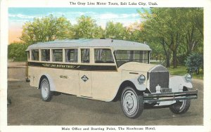Postcard Utah Salt Lake City Gray Line Motor Tours Bus 1920s 22-14020