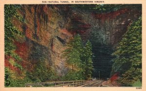 Vintage Postcard Scenic Natural Tunnel Southwestern Virginia Asheville Post Pub.