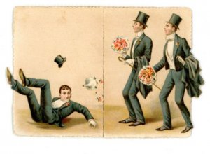 1870s-80s Mechanical Christmas Greeting Card Comical #1 #7P