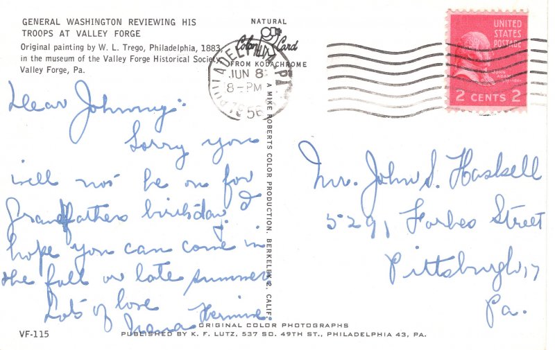 US    PC3631  WASHINGTON REVIEWING TROOPS AT VALLEY FORGE