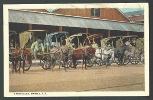 Ca 1923 PPC* Manila Philippines Carretelas Horse Drawn Carriages Mint See Info