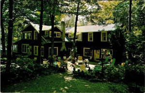 Lee, MA Massachusetts  BERKSHIRE'S HIDEAWAY Lodge/Hotel Patio ROADSIDE Postcard