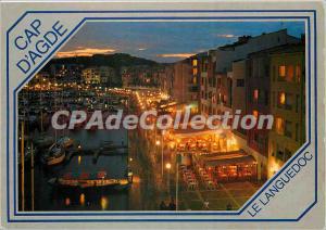 Postcard Modern Languedoc Cap d'Agde harbor at night