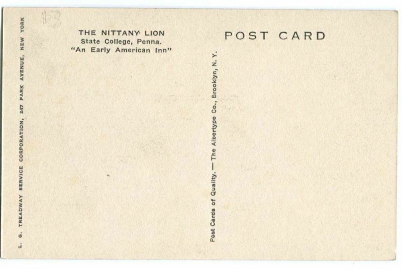 Postcard Nittany Lion Inn State College PA