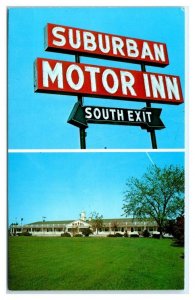 MILWAUKEE, Wisconsin WI ~ Roadside SUBURBAN MOTOR INN Great Sign c1960s Postcard