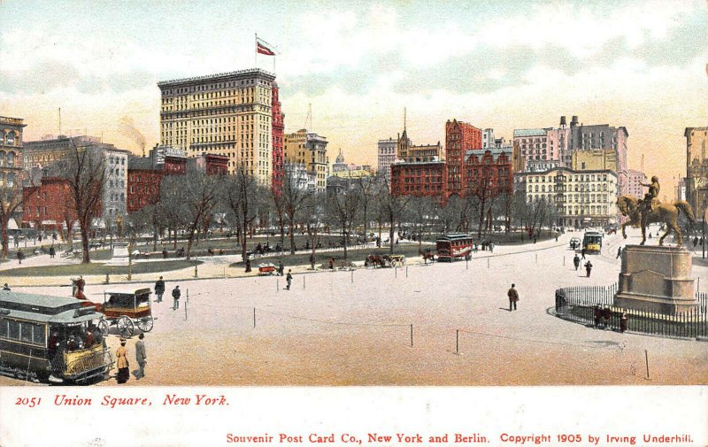 Union Square, Manhattan, New York City, 1905 Postcard, Unused