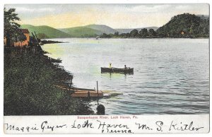 Susquehanna River, Lock Haven, Pennsylvania Divided Back Postcard Mailed 1908