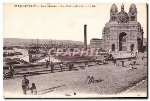 Old Postcard Marseille Quays La Cathedrale