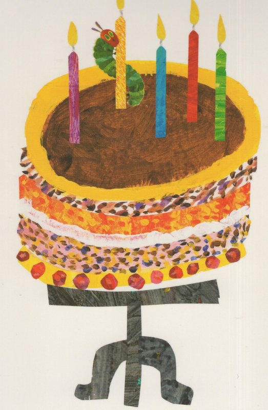 Great Hungry Caterpillar Birthday Cake Eric Carle Book Postcard