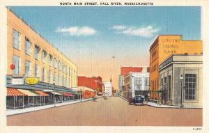 Fall River Massachusetts North Main Street Scene Antique Postcard K58696