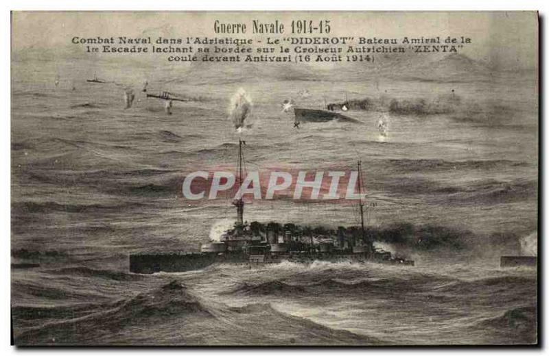 Old Postcard Boat War Naval War Naval Combat in The Adriatic Boat Diderot The...