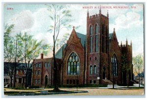 1907 Wesley Methodist Episcopal Church Building Milwaukee Wisconsin WI Postcard