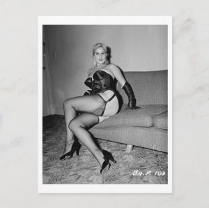 Risque, Woman, Black Stockings Erotic Vintage Inspired Postcard