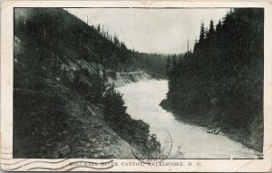 Columbia River Canyon Revelstoke BC 1907 Duplex Cancel Litho Postcard H12 *as is