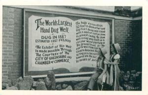 GREESBURG KANSAS GIRLS VIEW BOOK SIGN WORLD'S LARGEST HAND DUG WELL POSTCARD c19