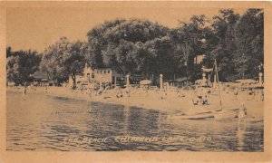 F51/ Chippewa Lake Medina Ohio Postcard 1945 Beach Bathers Boats 13 