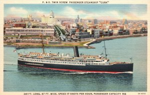 Vintage Postcard 1920's P & O Twin Screw Passenger Steamship Cuba Transportation