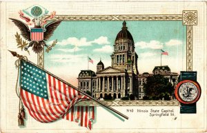 PC CPA US, IL, SPRINGFIELD, STATE CAPITOL, EMBOSSED LITHO POSTCARD (b6528)