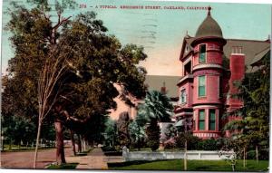 Typical Residential Street, Oakland CA c1910 Vintage Postcard I03