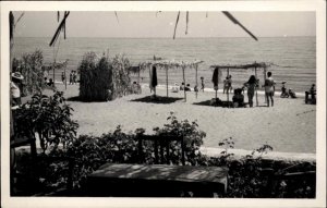 Malaga Spain Vista de Torremolinos Beach Scene Vintage Real Photo Postcard