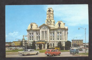 WEATHERFORD TEXAS PARKER COUNTY COURTHOUSE OLD CARS POSTCARD VOLKSWAGEN VAN