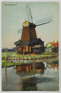 Windmill Scene Netherlands DORDRECHT 1910 London to Washington DC Postcard R9