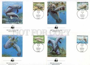 239846 TOGO WWF Manatee 1984 year set of 4 FDC