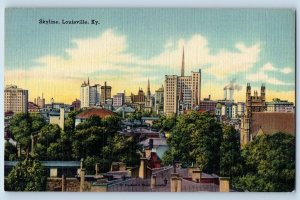 Louisville Kentucky KY Postcard Skyline Residence Section Scene c1940's Vintage