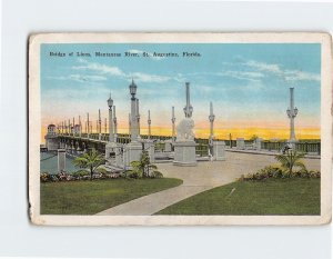 Postcard Bridge of Lions, Matanzas River, St. Augustine, Florida