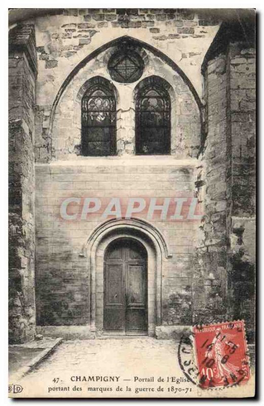 Old Postcard Champigny church Portal