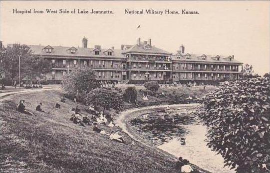 Kansas National Military Home Hospital From West Side Of Lake Jeanette Albertype