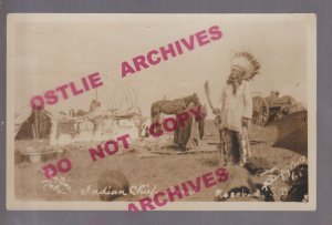 Valentine NEBRASKA RPPC c1920 SIOUX INDIAN CAMP Chief ROSEBUD South Dakota #1