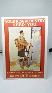 Your King & Country Need You Vintage Btitish WW1 Poster Advertising Postcard