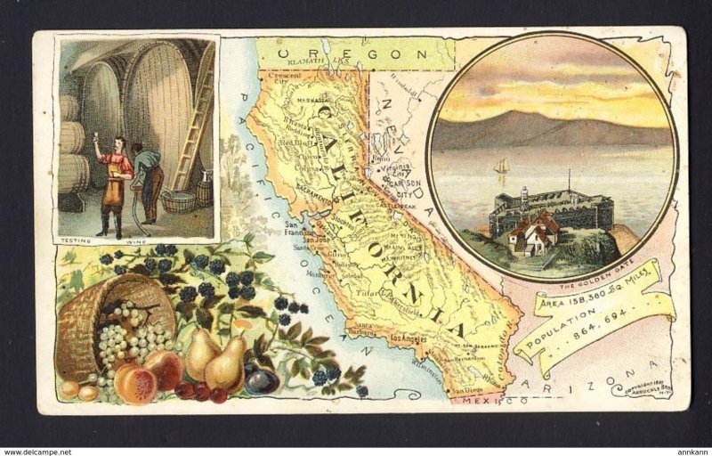 Map - California USA - Arbuckle Bros. Coffee Co. - c.1889
