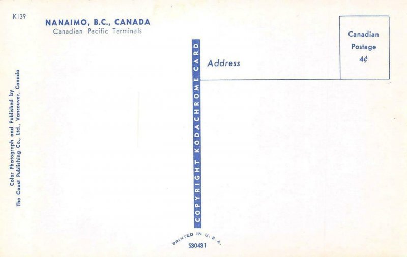 NANAIMO, BC Canadian Pacific Terminals Canada c1950s Chrome Vintage Postcard