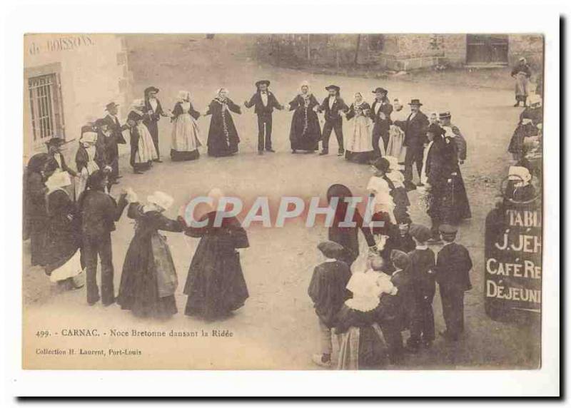 Carnac Old Postcard Noce Bretonne dancing the wrinkled