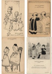 MARYEL ARTIST SIGNED CEUX DE L'ARRILRE SERIE 42 Vintage Postcards (L3145)