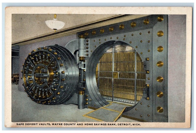 c1940's Safe Deposit Vaults Wayne County Home Savings Bank Detroit MI Postcard