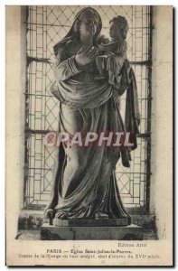 Old Postcard Church Paris Saint Julien the Pauper Statue of the Virgin